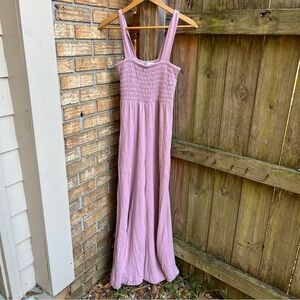 Free People Beach Homecoming Jumpsuit Linen Blend Wide Leg in Pink